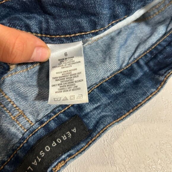 Aéropostale High Waisted Distressed Denim Shorts Women’s 6 Aero Cheeky Cutoff - Picture 3 of 9